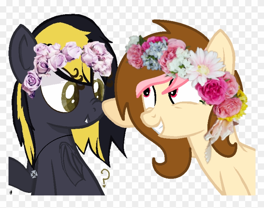 Horse Collab W/ Flower Crowns By Sombrematsu - Cartoon #901111