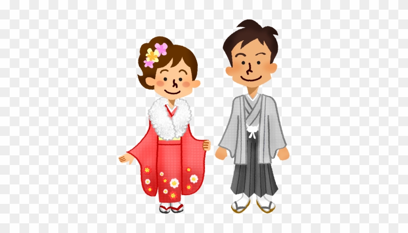 Couple In Kimono For Coming Of Age Ceremony - Yukata - Free Transparent ...