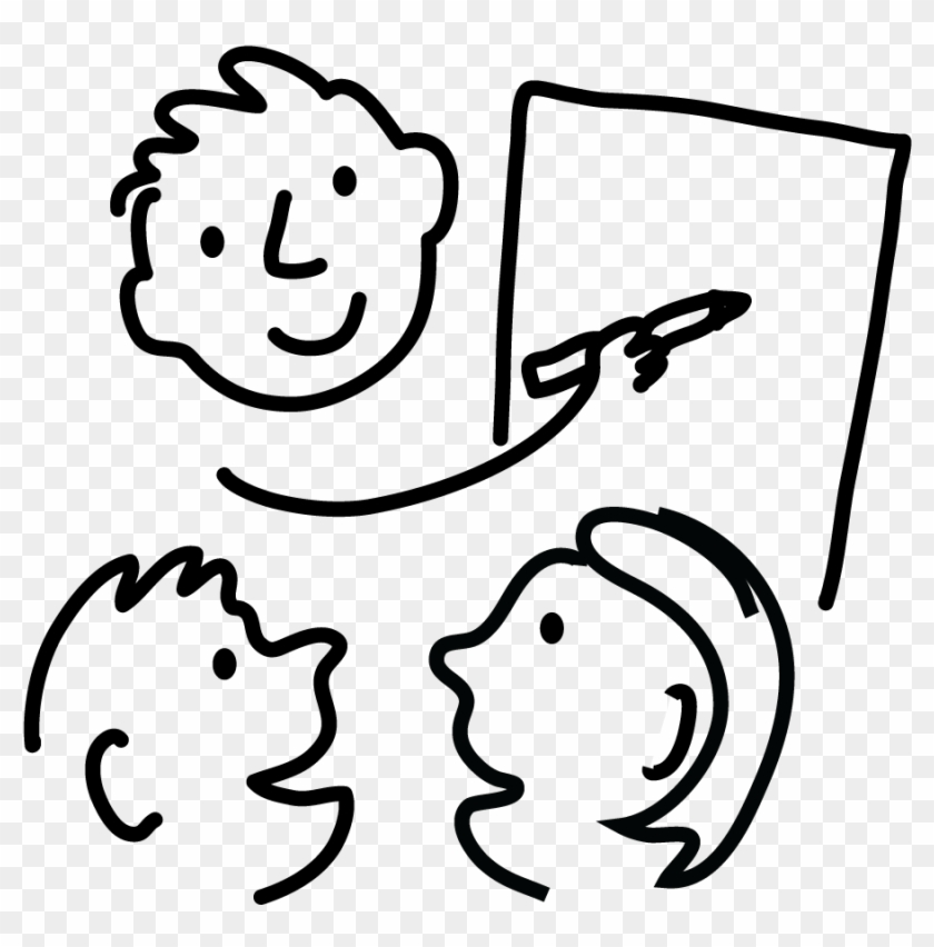 Drawn Image Of People Talking With Facilitator At White - Facilitator Cartoon #901186