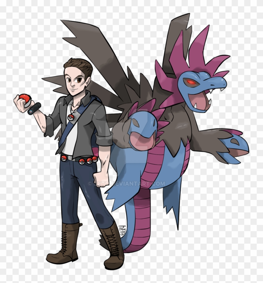 Commissioned Sketch Pkmn Trainer And Hydreigon - Hydreigon Trainer #901431