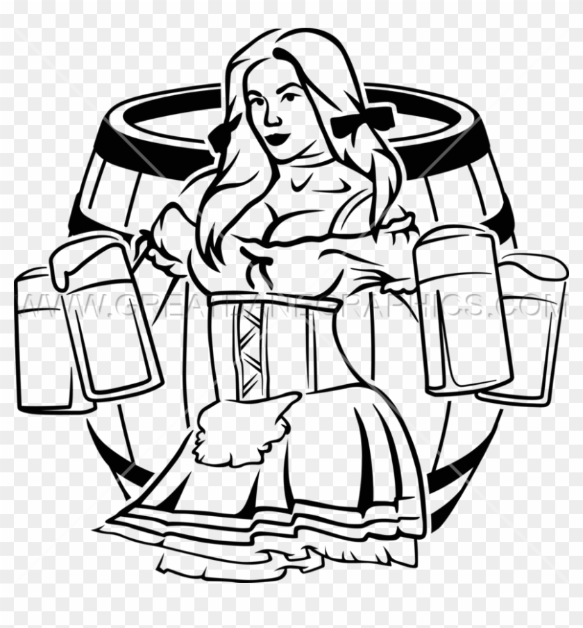 Beer Garden Maiden - Beer Woman Black And White Png #901739