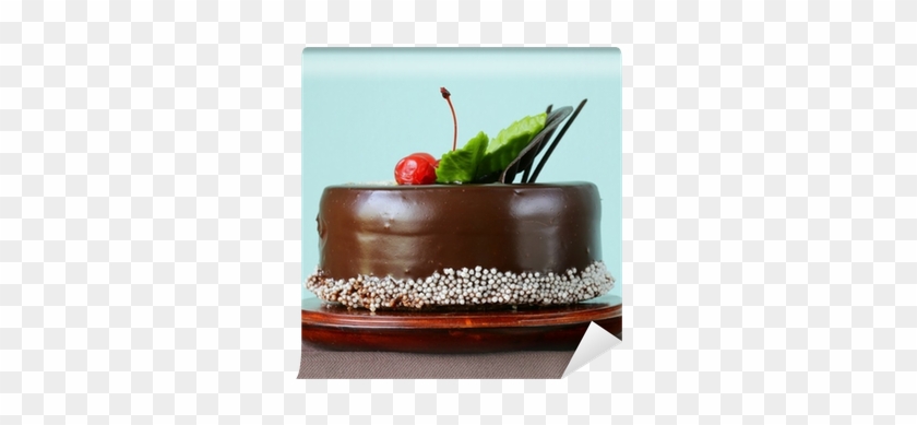 Festive Beautiful Chocolate Cake With Icing And Cherry - Chocolate Cake #901826