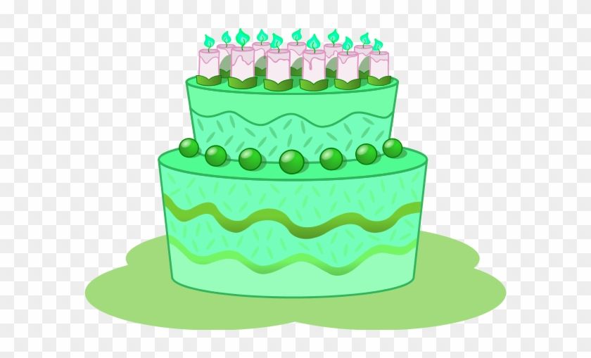 Two Floored Cake - Birthday Cake Green Clipart #901936