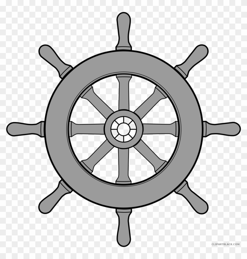 Ship Wheel Transportation Free Black White Clipart - Boat Steering Wheel Clipart #902362