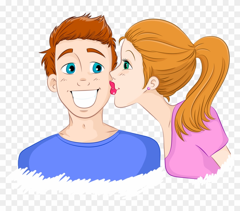 Cheek Kissing Clip Art - Kiss Cartoon Cute Gif #902526