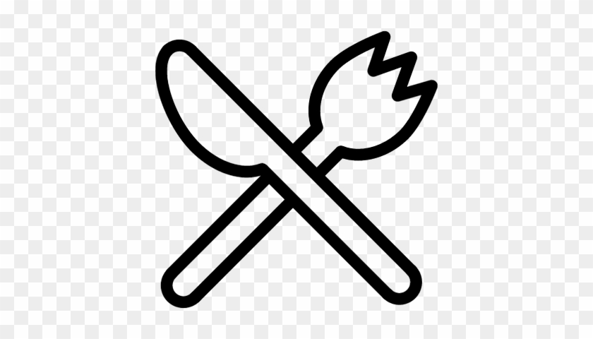 Crossed Fork And Spoon Clip Art - Fork And Knife Outline #902656