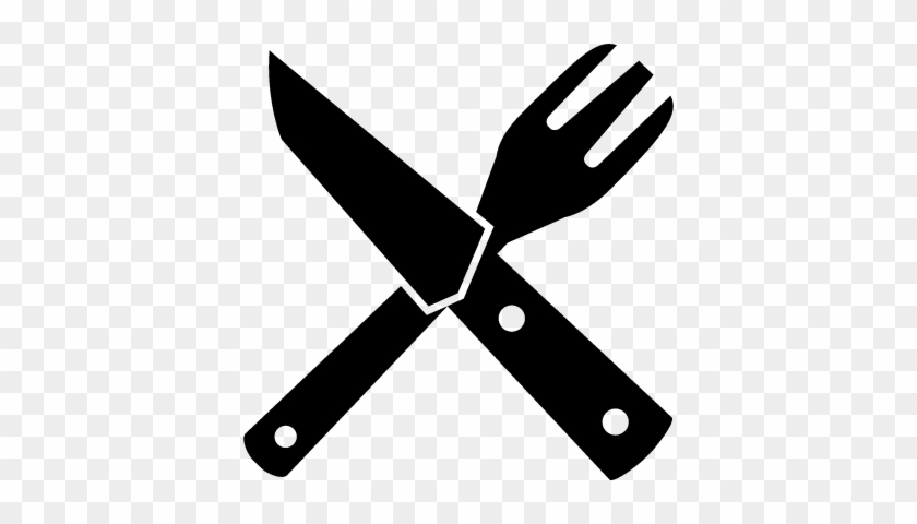 Restaurant Utensils Crossed Vector - Cross Fork And Knife #902672