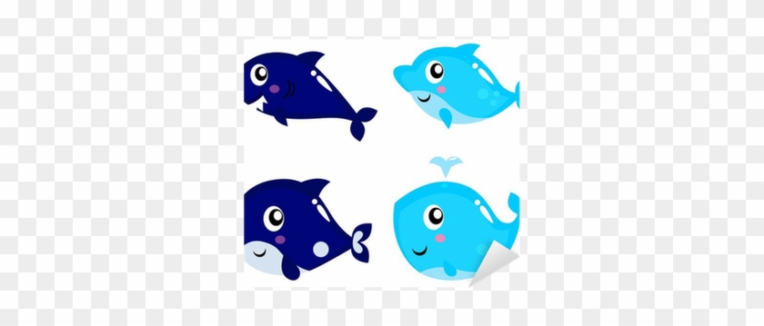 Vinilo Pixerstick Mar Conjunto De Dibujos Animados - Little Blue Cute Whales Tshirts Large Tote Bag, Adult #902706