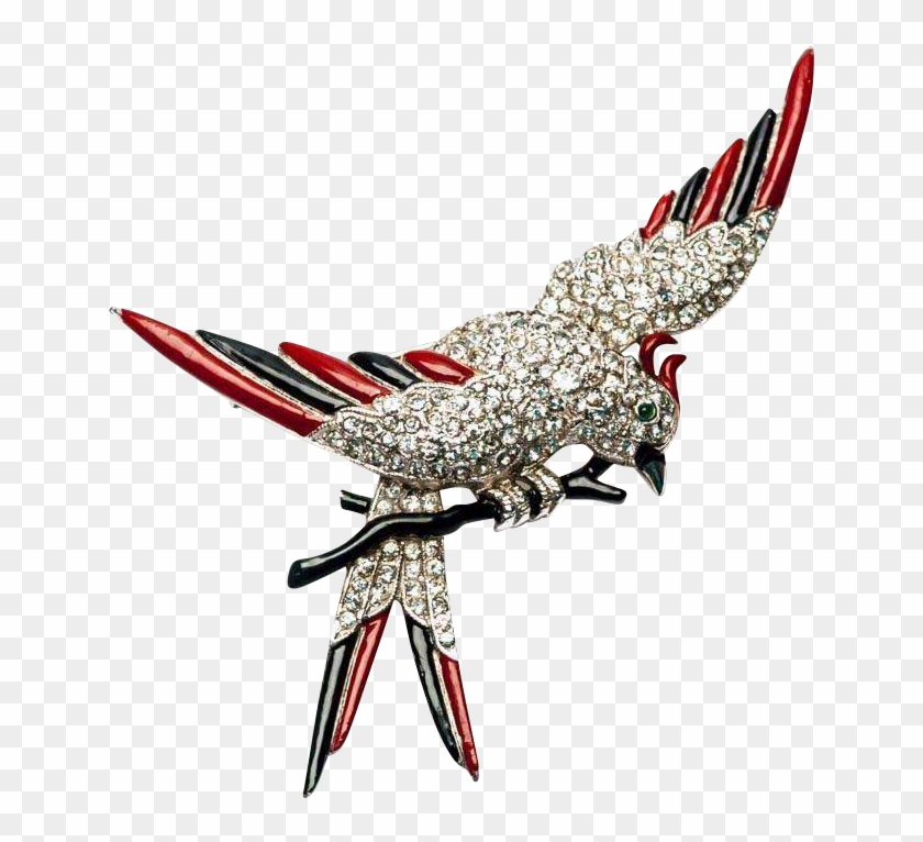 Ktf Trifari 'alfred Philippe' Pave Red Black Enamel - Cockatiel #903392