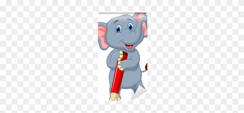 Cute Elephant Cartoon Holding Red Pencil Wall Mural - Kresleny Slon - Free  Transparent PNG Clipart Images Download