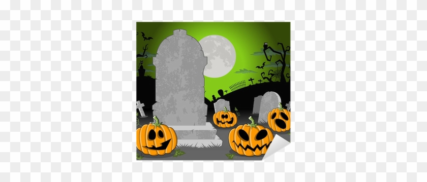 Halloween Cemetery With Tombs And Funny Cartoon Pumpkins - Plano De Fundo Animado Halloween #904136