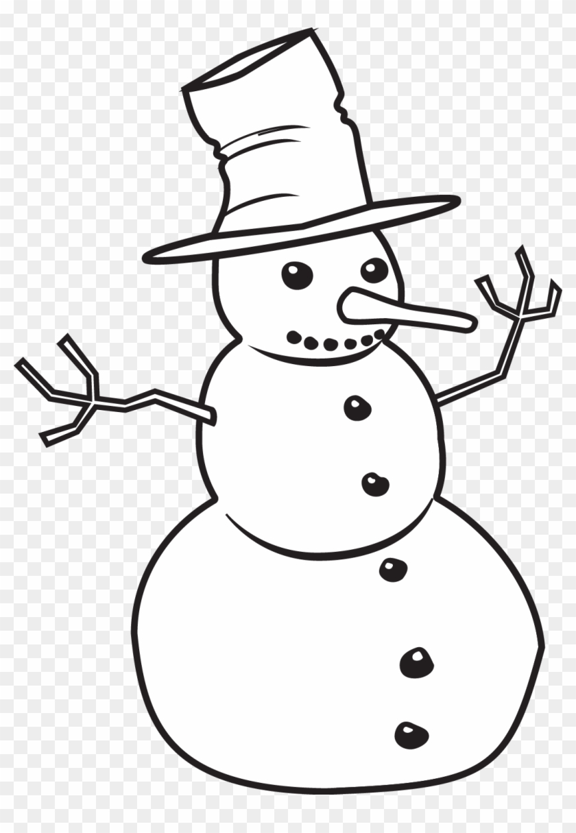 Classic Snowman Image - Snowman Black And White Clipart #904748