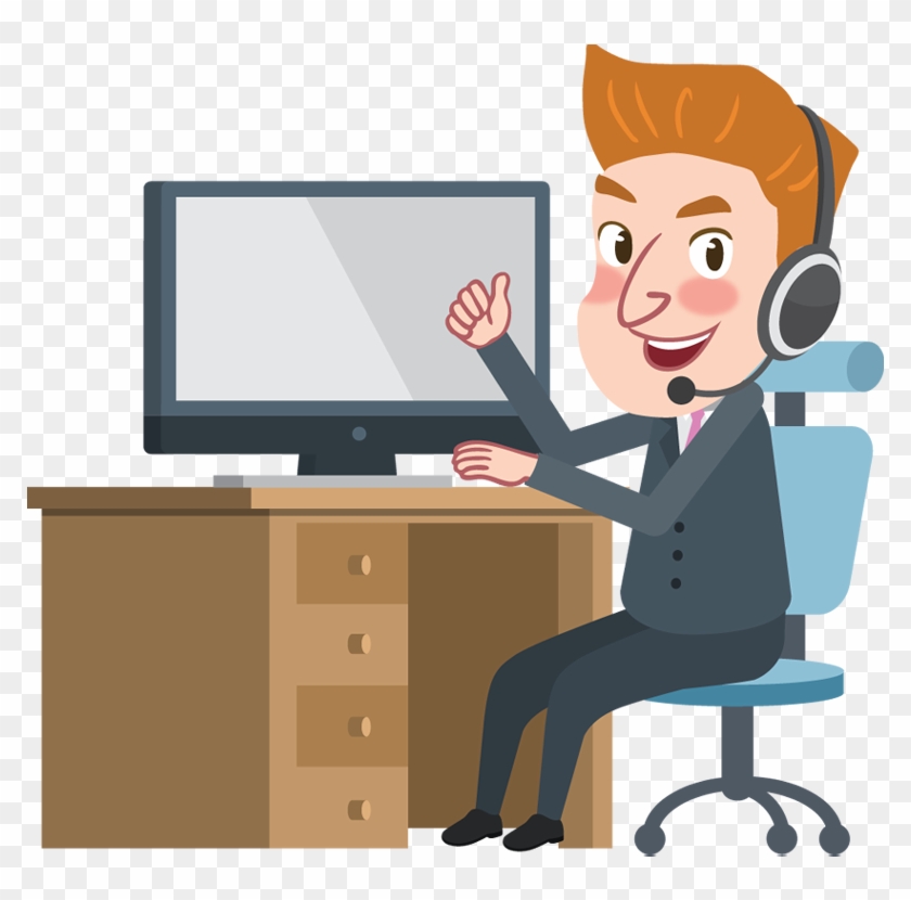Man With Computer Cartoon - Free Transparent PNG Clipart Images Download