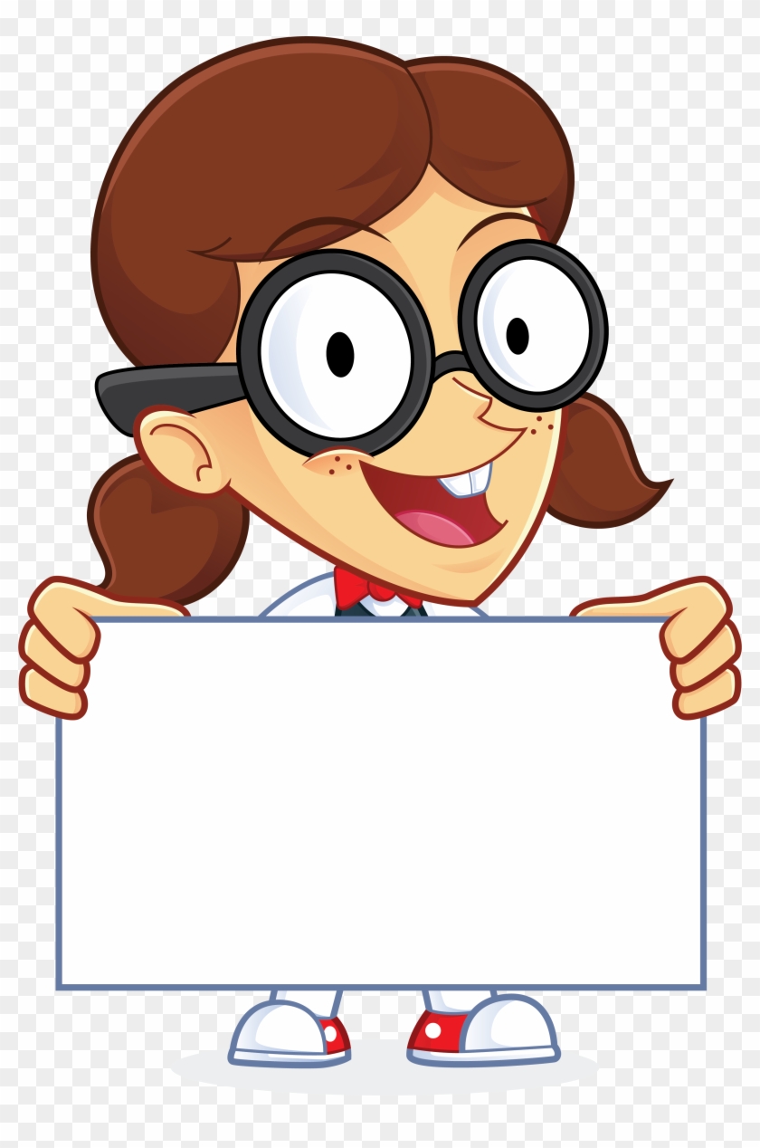 Nerd Geek Girl Clip Art - Clipart Holding Sign #905379