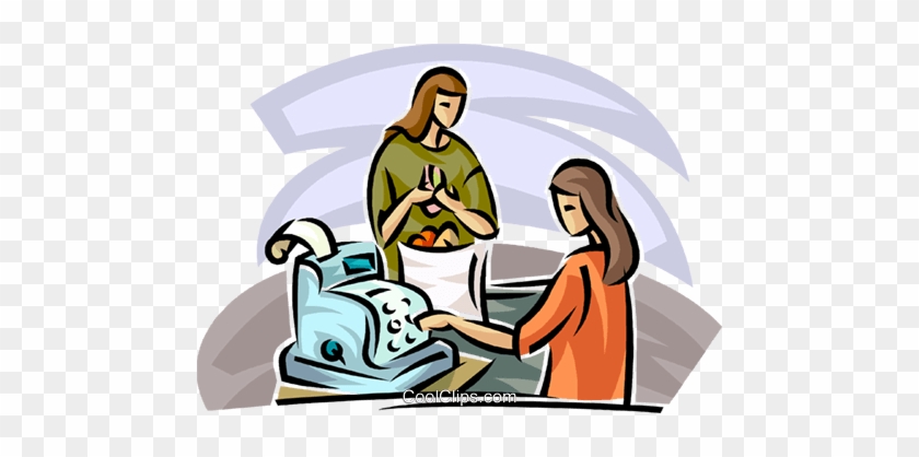 Woman At The Cash Register Royalty Free Vector Clip - Clip Art #905937