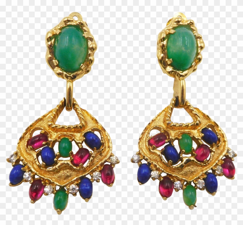 Vintage Jomaz Rhinestone Chandelier Clip Earrings Mogul - Earrings #906376