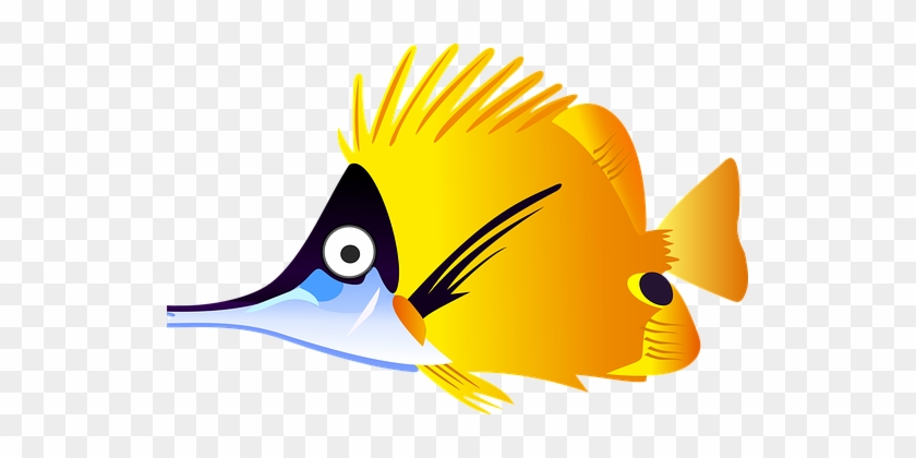 Cartoon Fish Sea Tropical Yellow Fish Fish - Cartoon Tropical Fish #18295