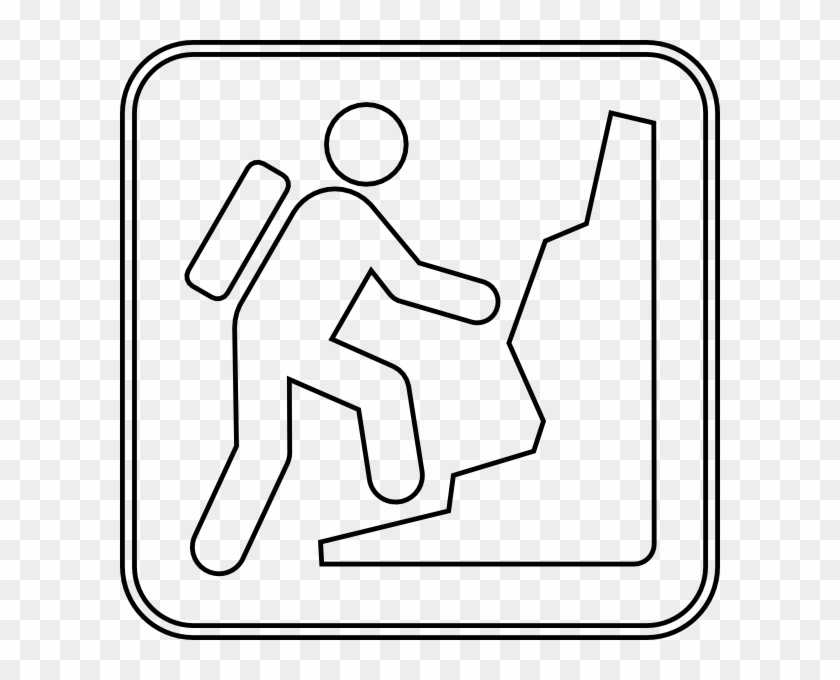 Mountain Climbing Sign Otline Clip Art - Mountain Climber Clip Art Black And White #18331