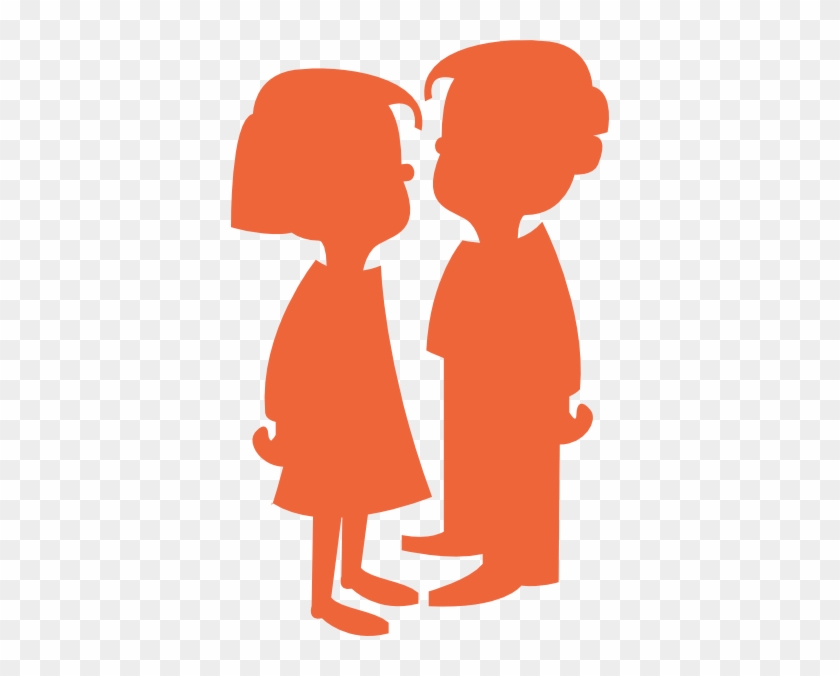 Boy Girl Silhouette Orange Clip Art - Cartoon Girl And Boy #18424