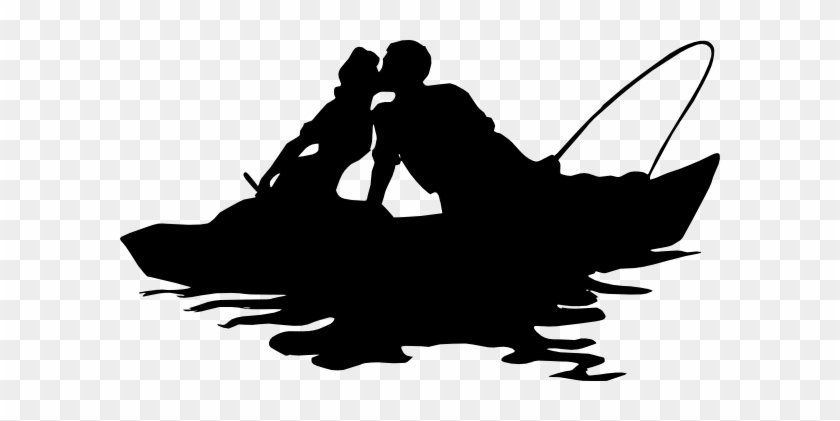 Kissing In Boat Silhouette Clipart - Vintage Silhouettes #18601