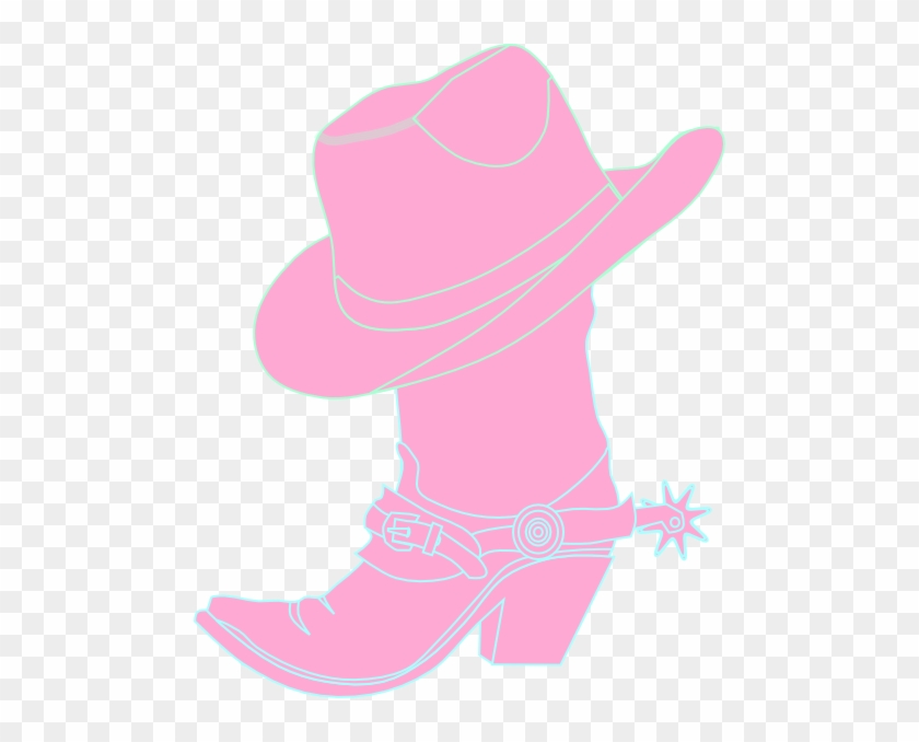Cowgirl Clipart - Pink Cowboy Hat And Boots #19043