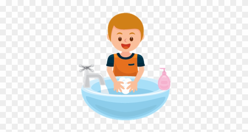 Hand Wash Clip Art Washing Hands Get Away Bacteria - Boy Washing Hands Clipart #19078