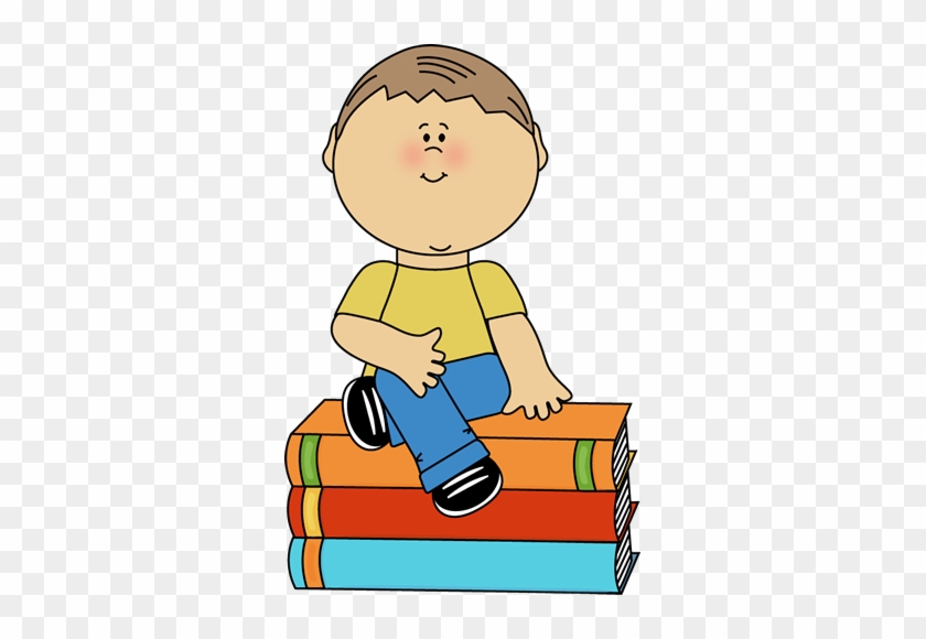 Boy Sitting On Books - Boy Sitting Clipart #19652