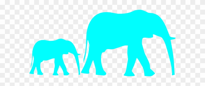 Mom And Baby Elephant Blue Clip Art - Elephant Clipart Black And White #19663