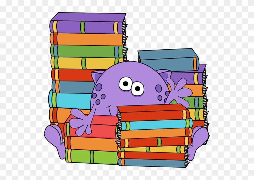 Monster Surrounded By Books - Cute Monster Reading Clipart #19880