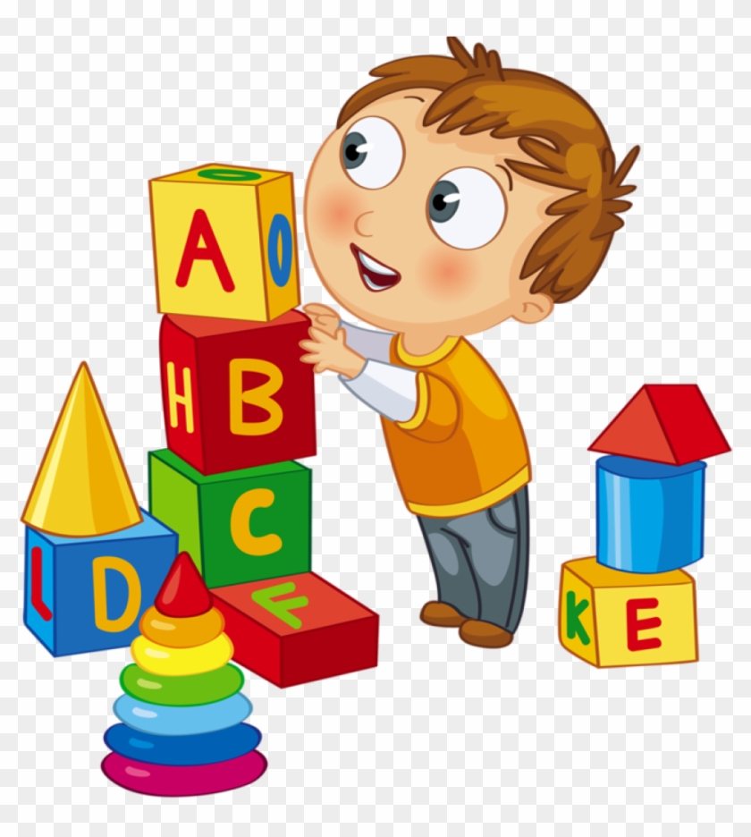 Kids Playing Clipart Clip Art Kid Playing Blocks Clock - Kids Playing Clipart #19885