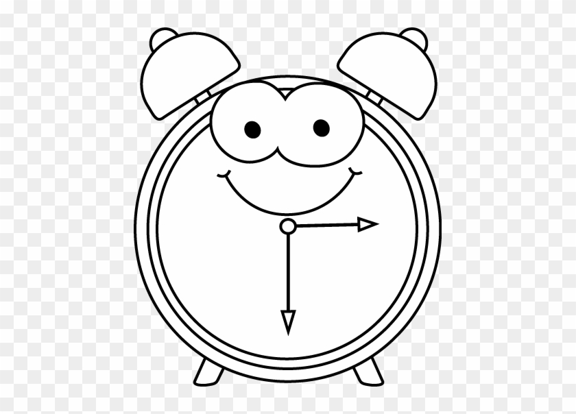 Cartoon Alarm Clock Clip Art Black And White Cartoon - Clock Cartoon Black And White #19944