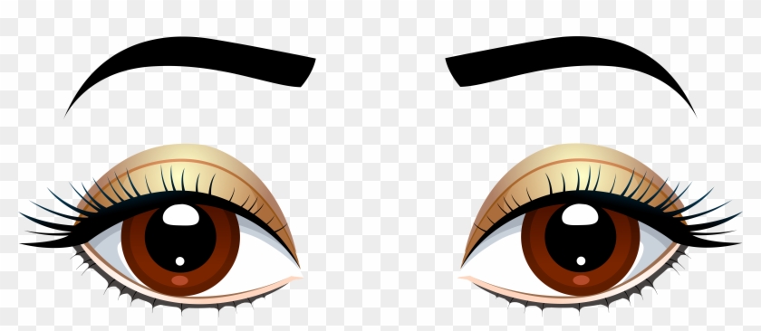 Brown Eyes With Eyebrows Png Clip Art - Eyes Clipart #20196