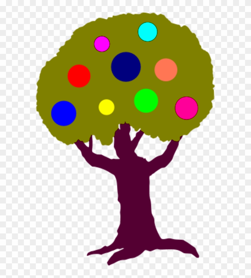 Tree With Colorful Circles Fruit - Clip Art #20236