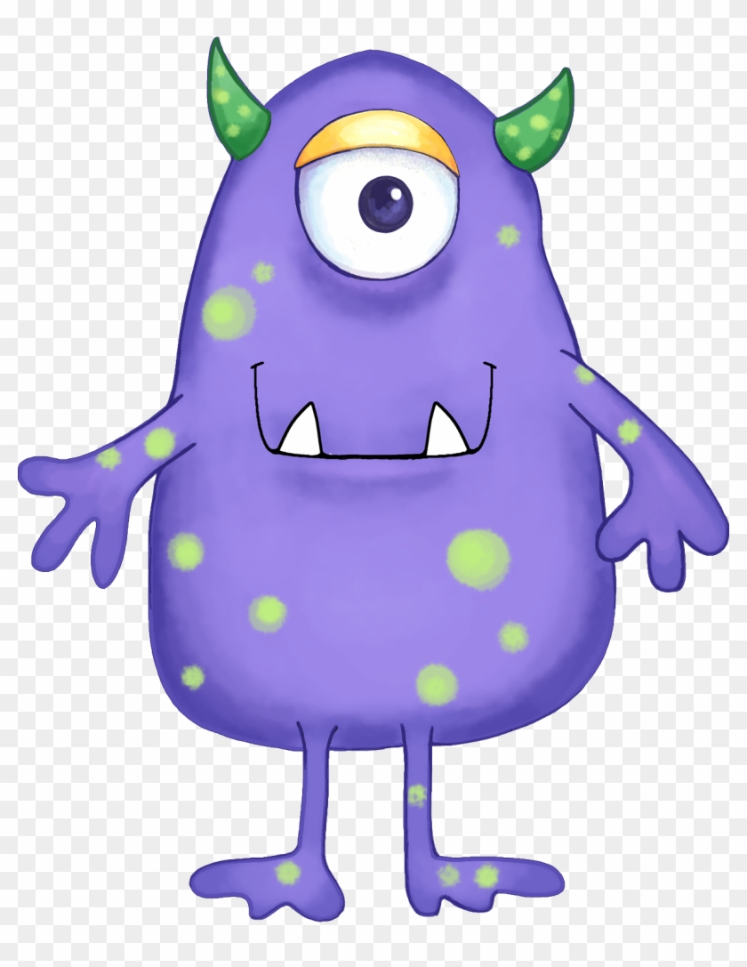 Cute Alien Clipart Kid - Green And Purple Monster #20745