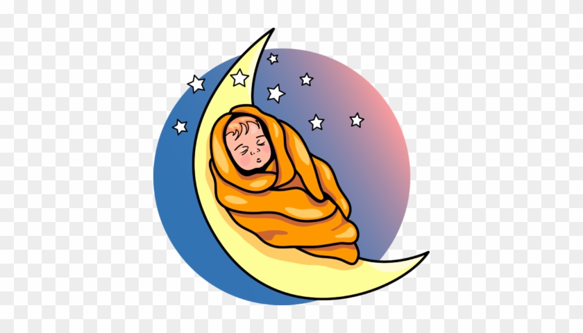 Baby On The Moon Clip Art - Baby Sleeping On Moon Clip Art #20866