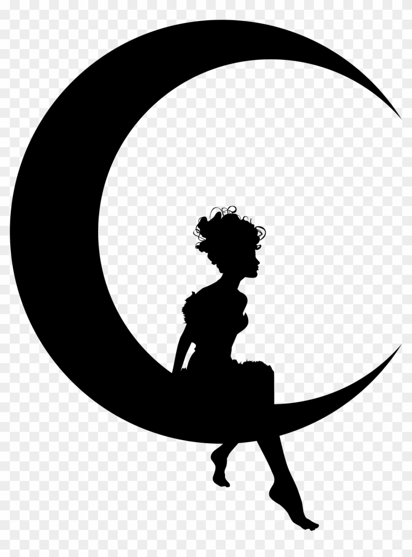 Clipart - Girl Sitting On Crescent Moon #20892