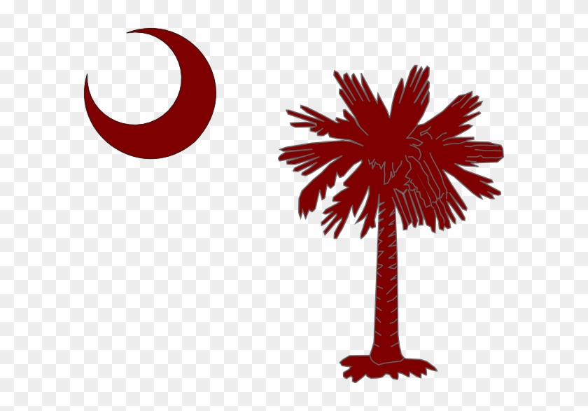 Garnet Palmetto Tree & Moon Clip Art - Flag Of South Carolina #20917