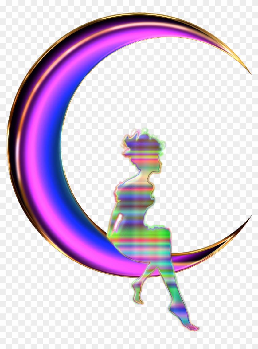 Clipart - Girl Sitting On Crescent Moon #20977