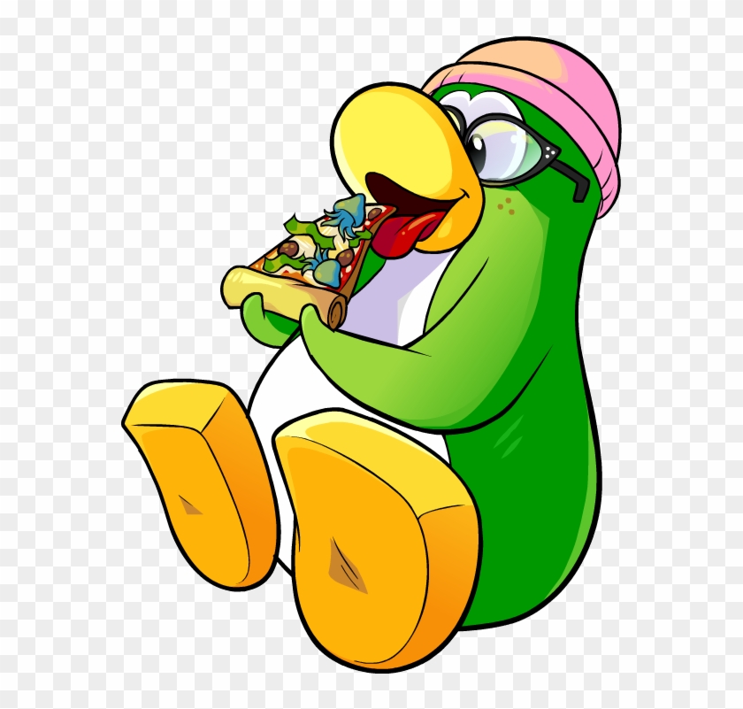 Girl Eating Pizza Clipart - Club Penguin Eating Png #20974