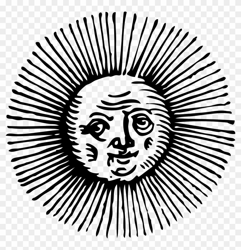 Sun Clipart Black And White - Vintage Sun Vector Png #20992