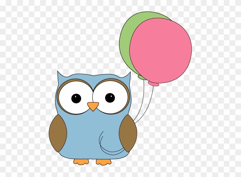 Owl With Balloons - Owl With Balloon Clipart #21377