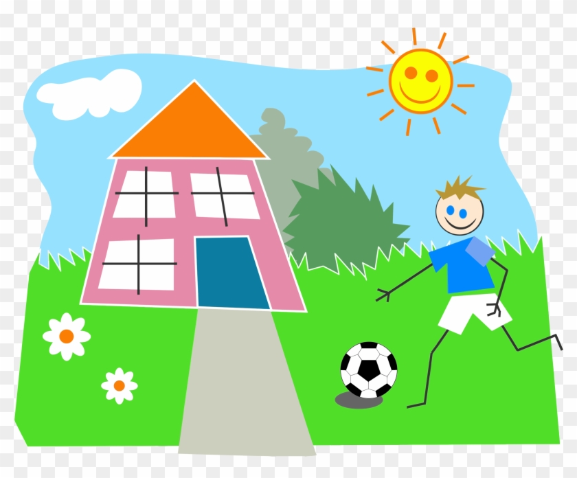 Big Image - Boy Playing Outside Clipart #21813