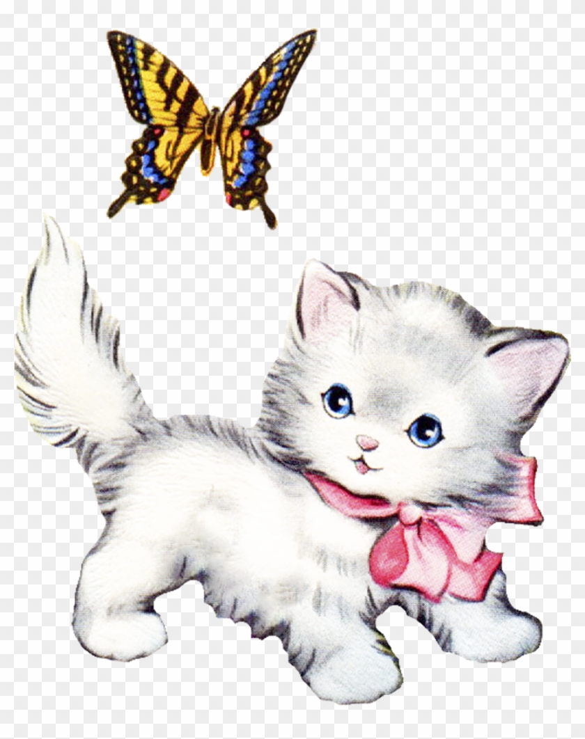 Cute Vintage Kitten Clip Art - Vintage Kitten Clipart #21865