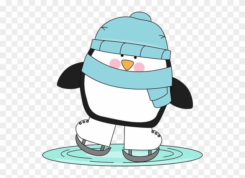 Penguin Skating On Ice - Winter Polar Bear Clip Art #21998