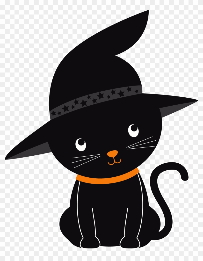 Black Cat Halloween Kitten Clip Art - Black Cat Halloween Kitten Clip Art #22327