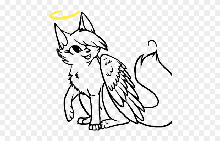 Cat Kitten Line Art Angel Clip Art - Cat Kitten Line Art Angel Clip Art #22350