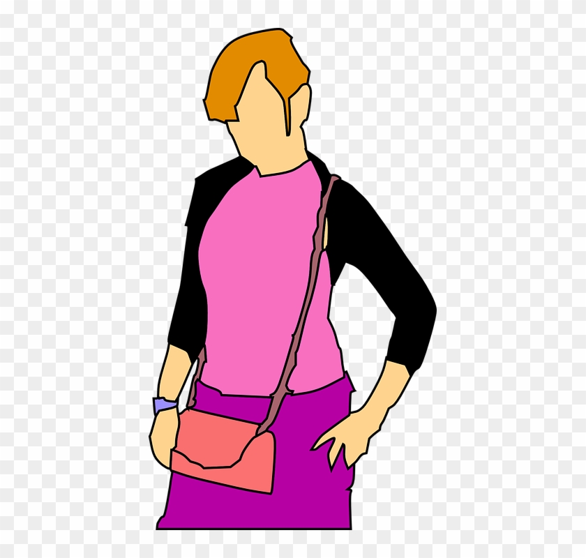 Woman Fashion Purple Pink Clothing Purse Girl - Clip Art #22725