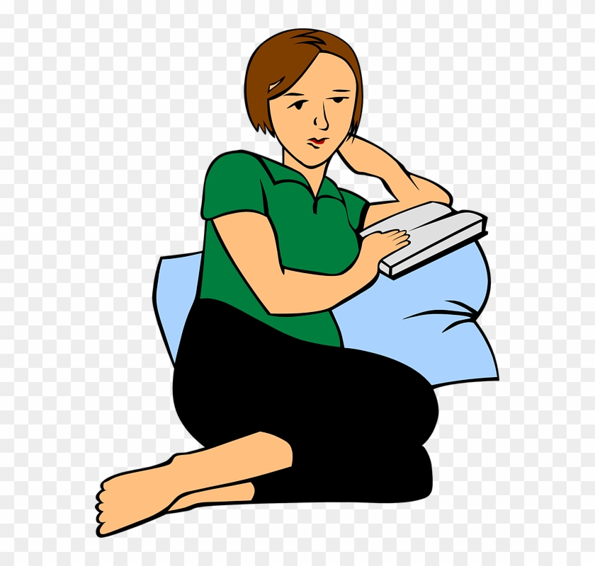 Pillow Reading Clip Art At Ve - Woman Reading Clipart #22885