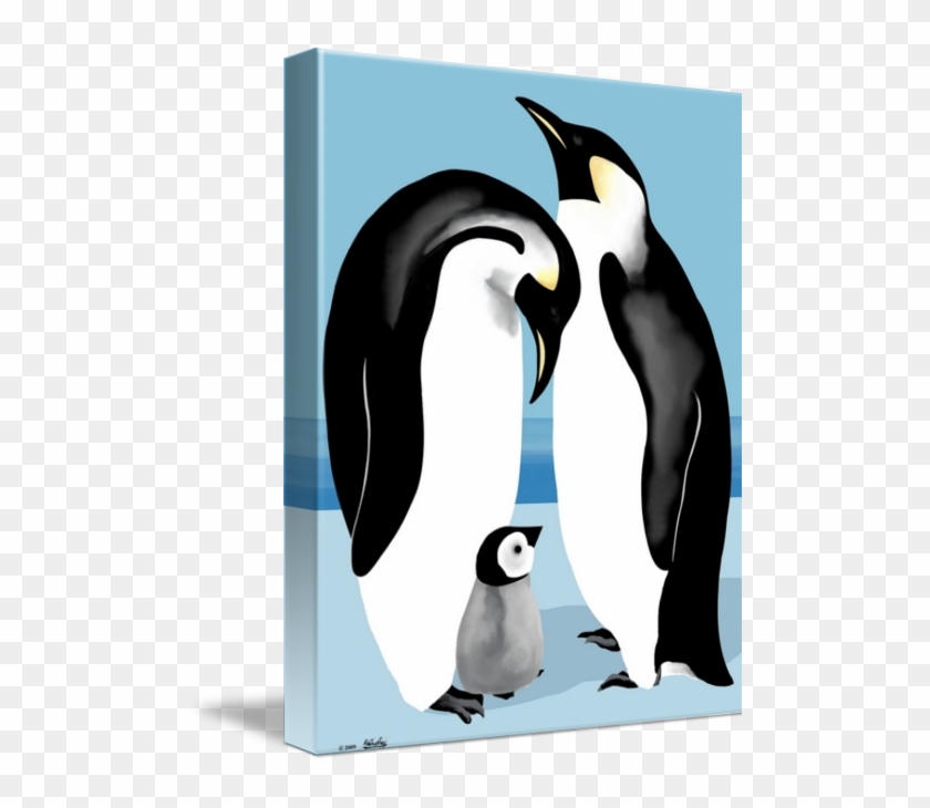 Emperor Penguin Family Art Prints By Pixel Paint Studio - Gallery-wrapped Canvas Art Print 16 X 20 Entitled Emperor #22894