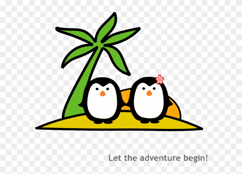 Two Penguins At Beach Clip Art - Penguins On The Beach Cartoon #22922